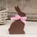 Wooden Chocolate Bunny Sitter w/Pink Check Ribbon 37644;