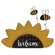 Distressed Wooden "Welcome" Sunflower Sitter with Bees