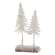 Heavy Flocked White Pine Tree Pair on Log 18407