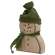 37879 Wooden Primitive Snowman Sitter w/Green Hat and Scarf