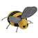 Distressed Wooden Bee w/Metal Wings and Wire Legs;