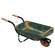 Distressed Green Metal Wheelbarrow