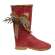 Distressed Red Metal Boot w/Burlap Bow & Pine 60475