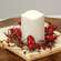 Red Glitter Heart & Berries Candle Ring - 3.5" 18452;