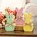 Distressed Chunky Wooden Pastel Bunny Sitter w/Raffia Bow, 3 Asstd. 91173;