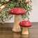 White Dotted Red Wooden Mushrooms, 2/Set 38433;
