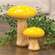 White Dotted Yellow Wood Mushrooms, 2/Set 38567;