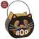 Distressed Metal Boo Cat Luminary Bucket;