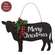 Merry Christmas Wooden Cow Sign w/Winter Greenery