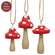 3 Set - Snowy Red-Capped Wooden Mushroom Ornaments