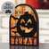 Trick Or Treat Silhouette Plaid Background Wooden Sitter 38723;