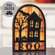 Boo & Spooky House Silhouette Plaid Background Wooden Sitter 38724;