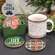 Wooden Plaid Christmas Coasters with Holder, 5/Set;