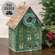 Distressed Green Metal Winter Birdhouse with Wreath 60518;