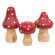 Red & White Dotted Wooden Mushrooms, 3/Set 38432;