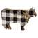 Black & White Gingham Check Chunky Wooden Cow 90995;