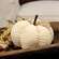 Ivory Waffle Weave Pumpkin w/Burlap Leaves, 7" Dia. CS39111;