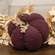 Burgundy Waffle Weave Pumpkin w/Burlap Leaves, 6" Dia. CW4052;