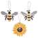 3/Set, Bees & Sunflower Wooden Ornaments