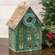 Distressed Green Metal Winter Birdhouse with Wreath 60518;
