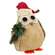 Stuffed Owl in Santa Hat w/Winter Greenery