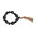 Black Distressed Wood Oval Bead Candle Ring w/Jute Tassel 36128;