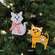 Snowflake Cat With Santa Hat Ornament