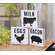 Bacon, Eggs, Milk Silhouette Square Block, 3 Asstd.
