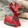 Distressed Cement Red & Green Deer Sitter 60528;