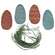 4 Set, Stiffened Fabric Primitive Egg Ornaments with Nest Filler