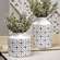 Black & White Floral Patterned Metal Vase, Tall 70141;