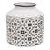 Black & White Floral Patterned Metal Vase, Short 70142;