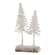 Heavy Flocked White Pine Tree Pair on Log 18407;