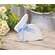 White Wooden Bunny Sitter with Blue & White Buffalo Check Ribbon