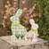 Green & White Buffalo Check Bunny with Tulips Sitter