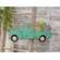 Distressed Hanging Teal Wooden Easter Egg Truck