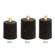 Warm Glow Textured Black Flicker Flame Timer Pillar, 3"