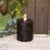 Warm Glow Textured Black Flicker Flame Timer Pillar, 3"