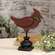 Distressed Wooden Cardinal on Pedestal