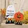 Wooden Smiling Jack O Lantern In Boots on Base - 7.25"H