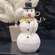 Distressed Metal Crafty Snowman w/Gold Holly Leaves 60516;
