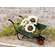 Distressed Green Metal Wheelbarrow