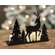 Black Metal Woodland Forest & Reindeer Candle Plate - 5"H