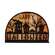 Happy Halloween Spooky Village Plaid Background Sign on Base 38726;