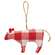 Stuffed Red & White Flannel Check Cow Ornament