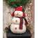 Stuffed Sherpa Snowman with Red & Green Plaid Hunting Hat & Scarf