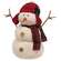 Stuffed Sherpa Snowman with Red & Green Plaid Hunting Hat & Scarf