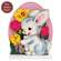 Vintage Bunny & Flowers Egg on Base