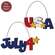2 Set - Americana Cutout Word Ornaments