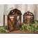 2 Set Wood and Metal Barn Shaped Lanterns